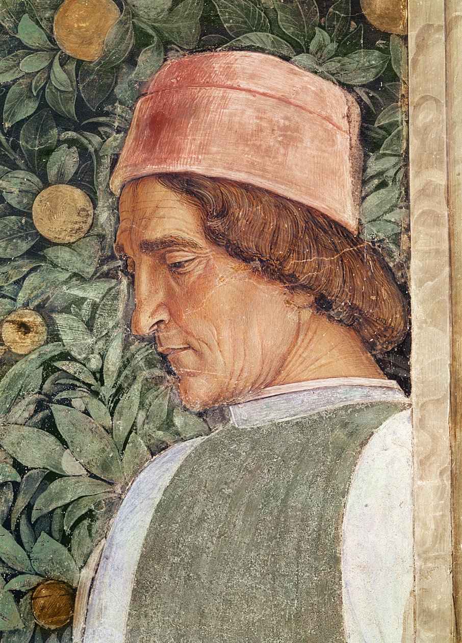 (detalle) de la cabeza de un mozo, de la Camera degli Sposi o Camera Picta, 1465-74 de Andrea Mantegna