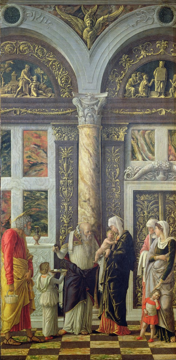 La Circuncisión, panel central del Retablo, c.1466 de Andrea Mantegna