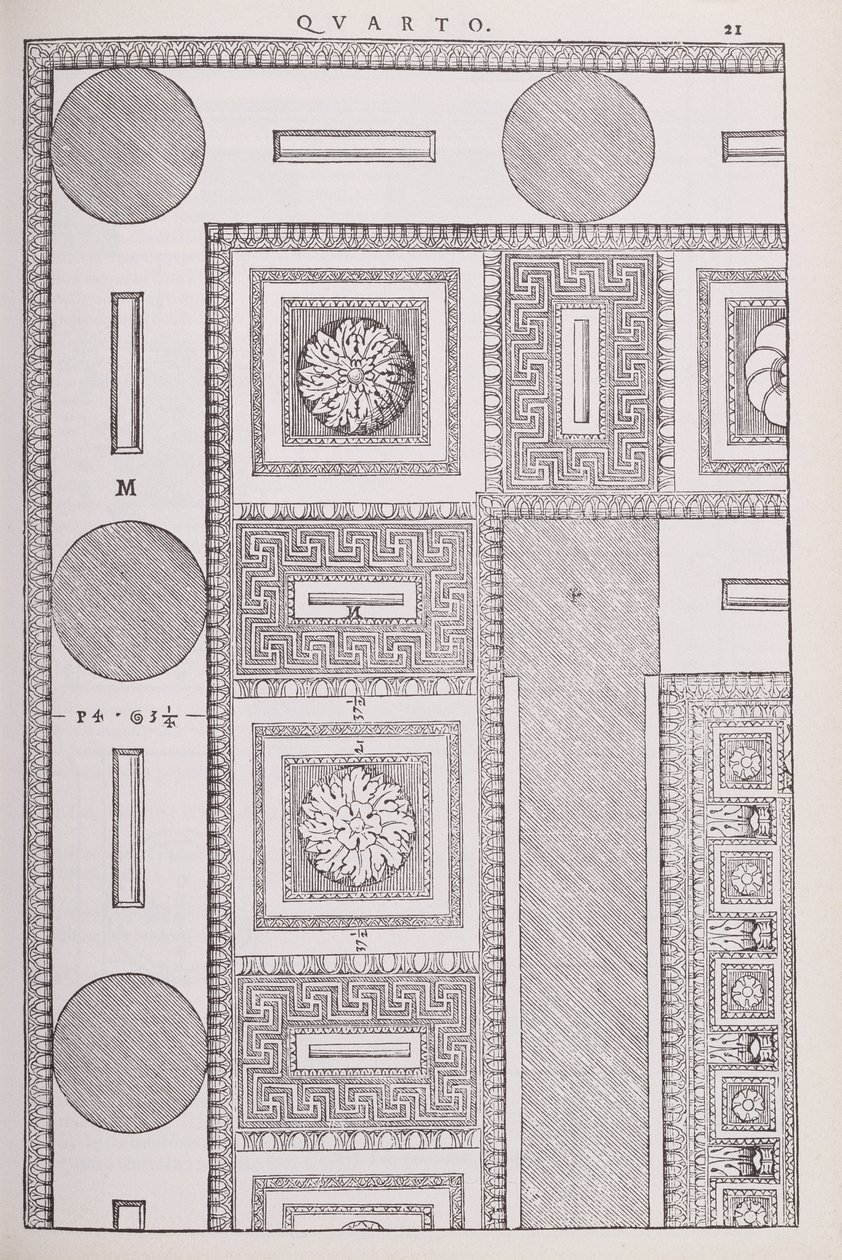 Plano del techo del Tempio di Marte Vendicatore, ilustración de una copia facsímil de 