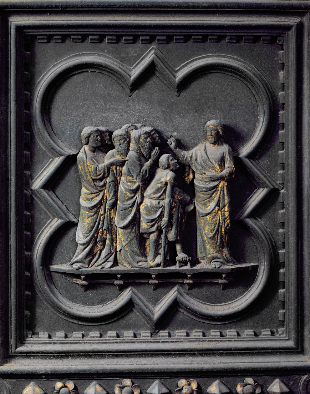 Los discípulos visitan a Jesús, decimocuarto panel de las Puertas del Sur del Baptisterio de San Giovanni, 1336 de Andrea Pisano