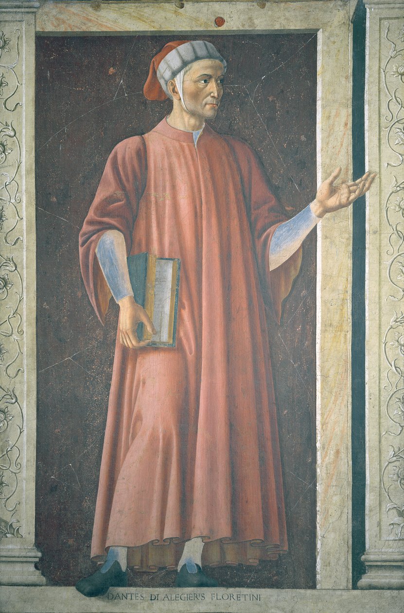 Dante Alighieri (1265-1321) de la serie de hombres y mujeres famosos de Villa Carducci, c.1450 de Andrea del Castagno