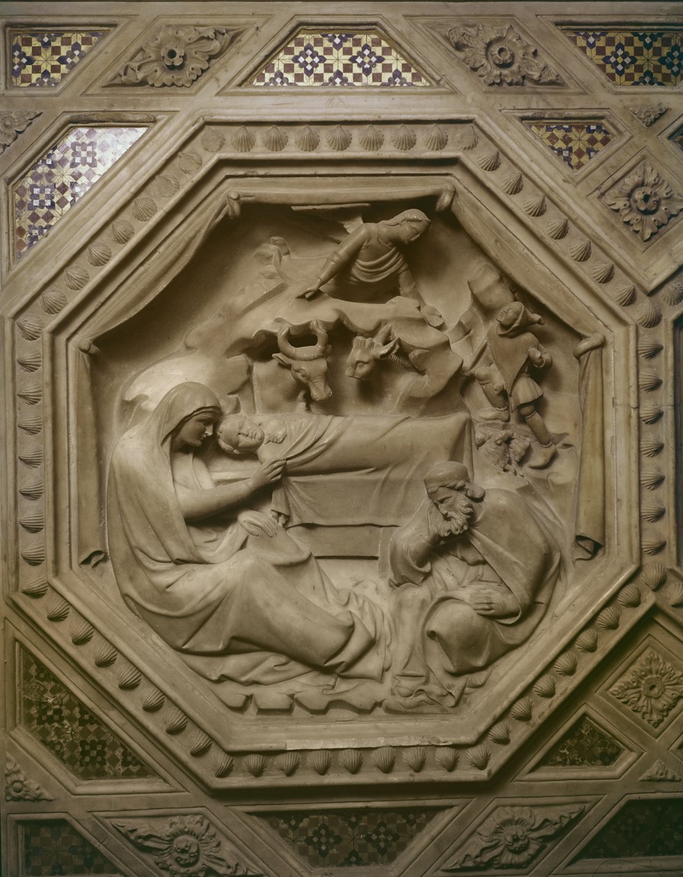 La Adoración de los Magos, detalle de la base del Tabernáculo, 1349-59 de Andrea di Cione Orcagna
