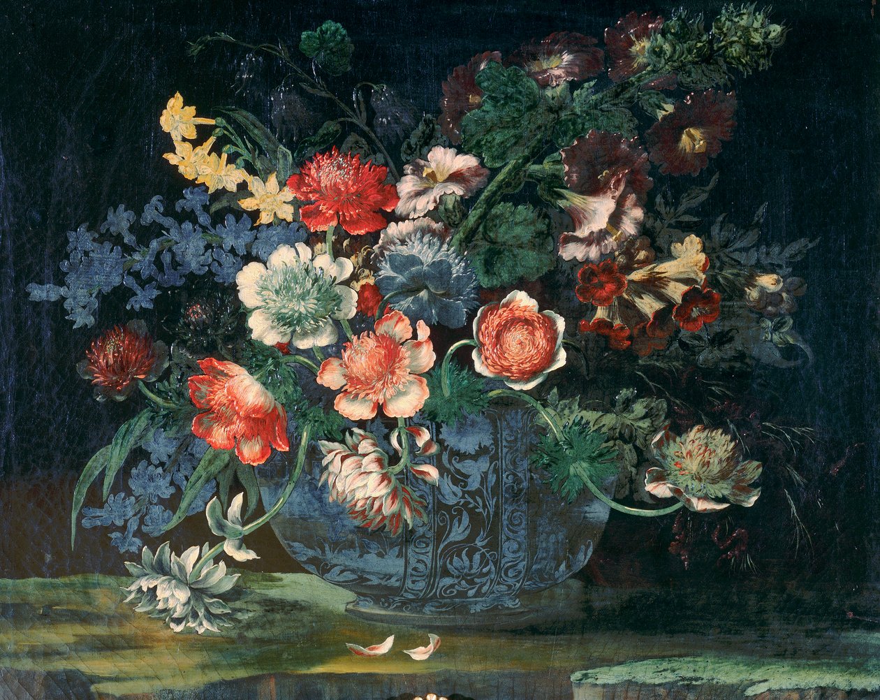 Cuenco de porcelana china con un ramo de flores de Andrea the Elder Scacciati