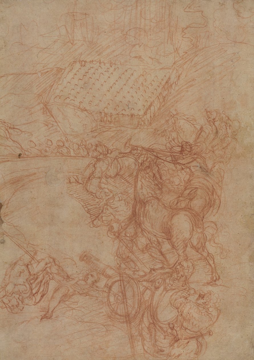 La batalla de Spoleto, c.1575 (tiza roja sobre papel) de Andrea (1539-1614) Vicentino