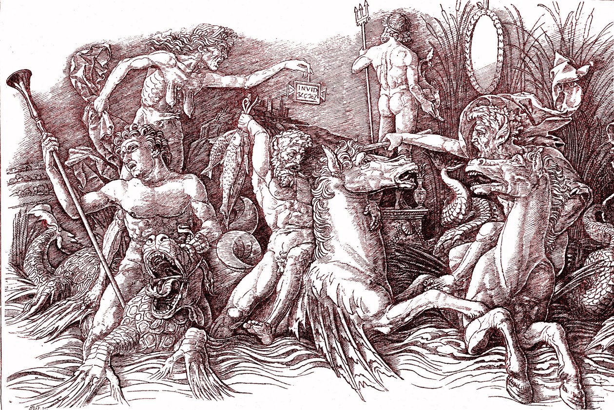 Batalla de los Dioses Marinos según Andrea MANTEGNA (1431-1506). de Andrea (after) Mantegna
