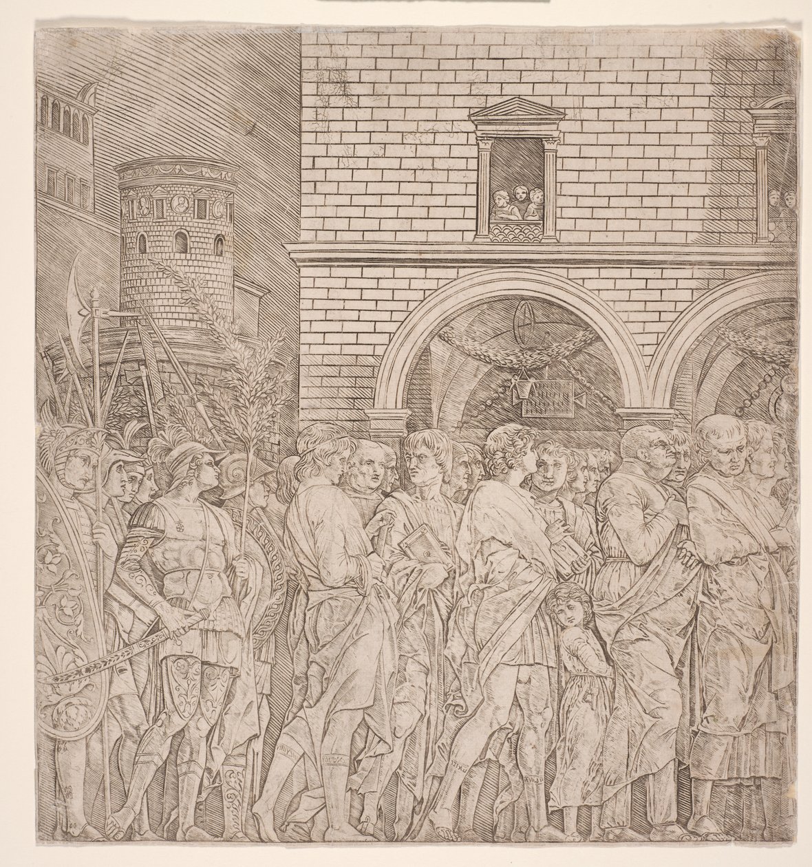 Los triunfos de César : Los senadores, c.1495 (grabado) de Andrea (school of) Mantegna