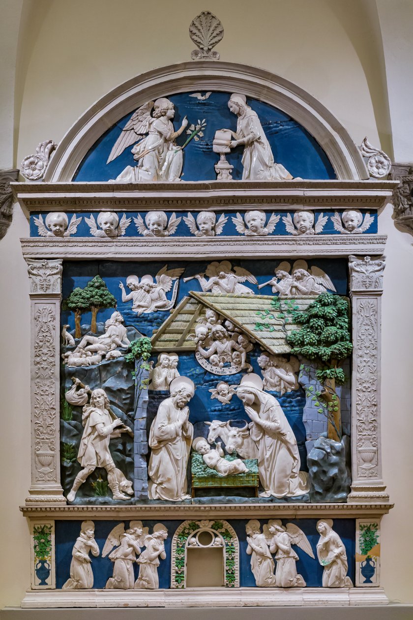 Natividad, Adoración de los pastores y Anunciación de Andrea (workshop of) Della Robbia