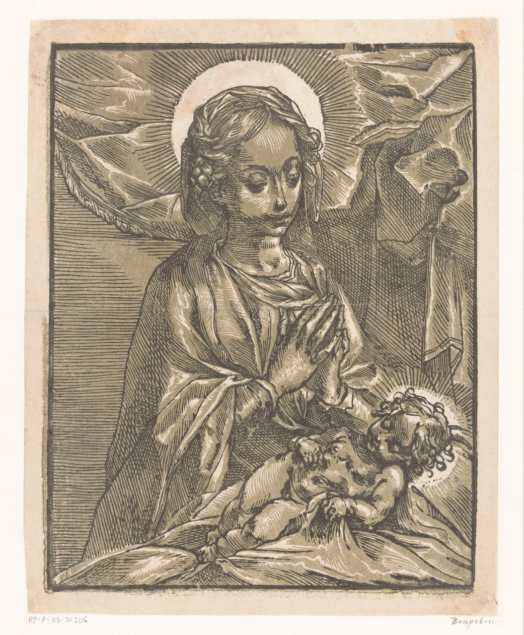 Maria aanbidt het Christuskind de Andrea Andreani
