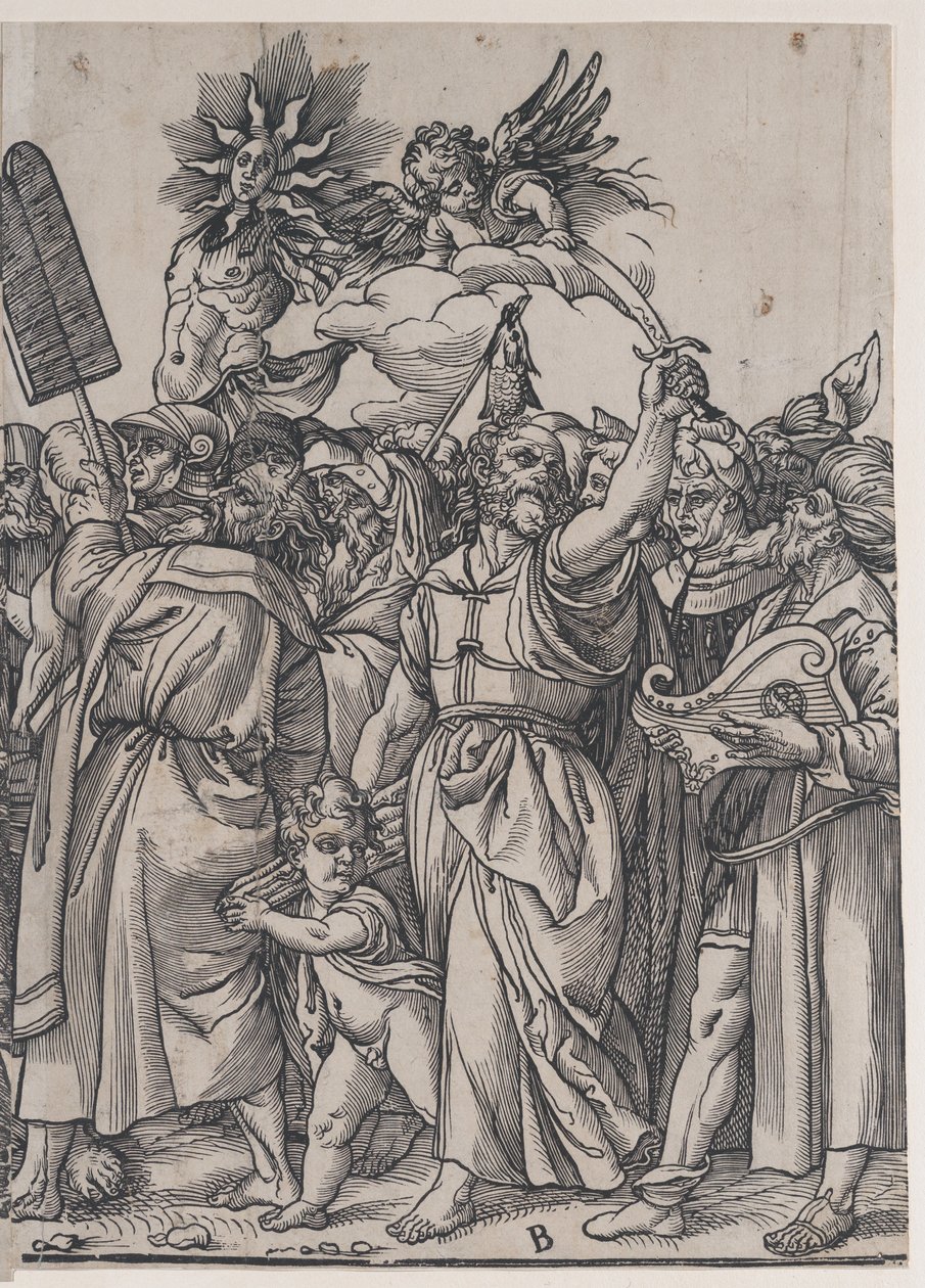 Sección B: Isaac, Noé y otras figuras, del Triunfo de Cristo, 1836 de Andrea Andreani