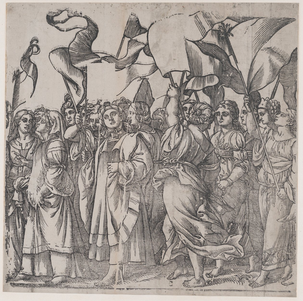 Sección C: mártires y santas sosteniendo estandartes, del Triunfo de Cristo, 1836 de Andrea Andreani