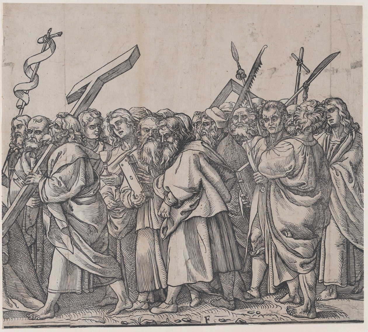 Sección F: Santos con cruces, libros y armas, de El triunfo de Cristo, 1836 de Andrea Andreani