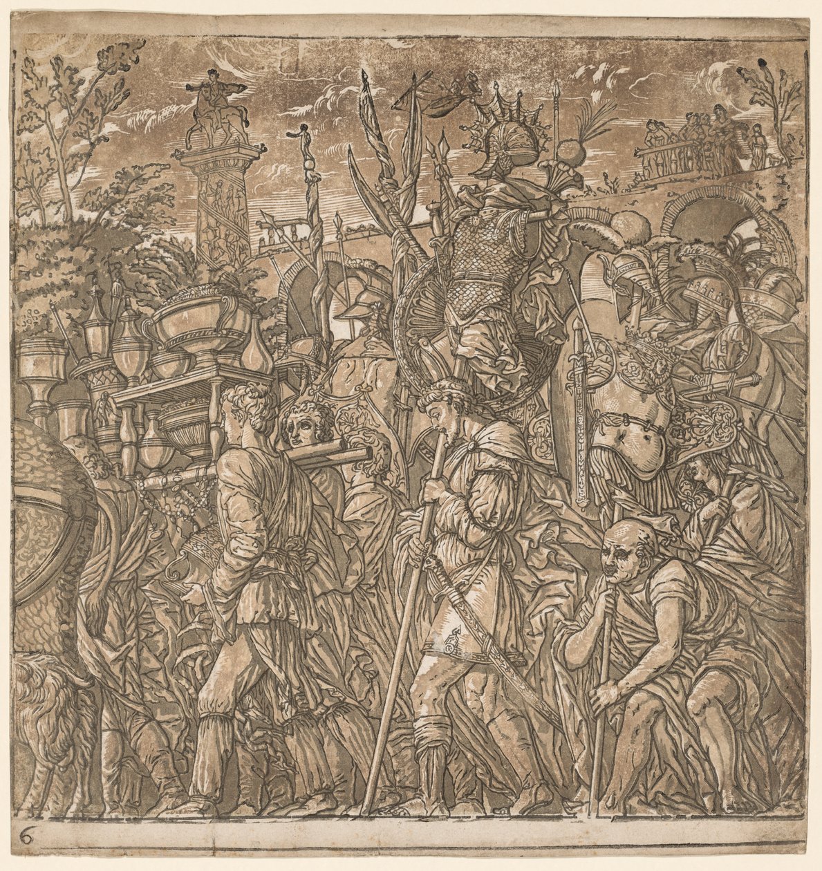 El triunfo de Julio César: soldados llevando jarrones y trofeos de guerra, 1593-99 de Andrea Andreani