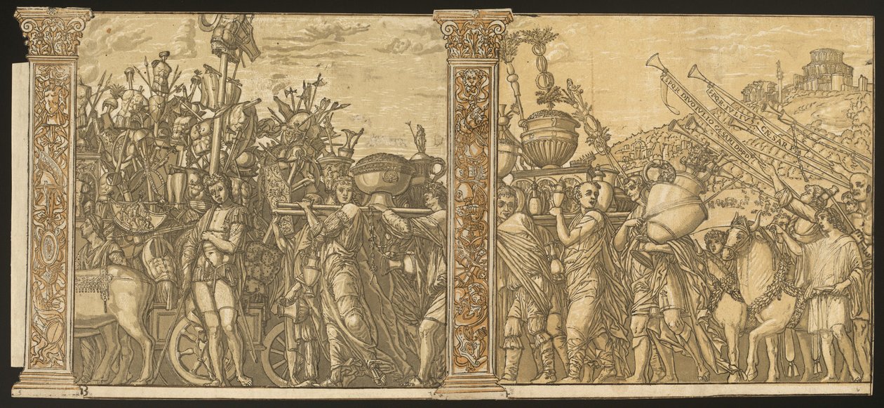 El Triunfo de Julio César [no.3 y 4 más 2 columnas], 1599 de Andrea Andreani