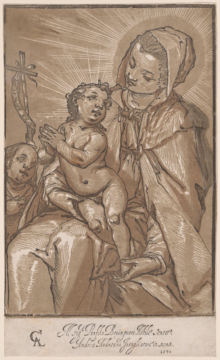 La Virgen y el Niño con San Juan Bautista de Andrea Andreani