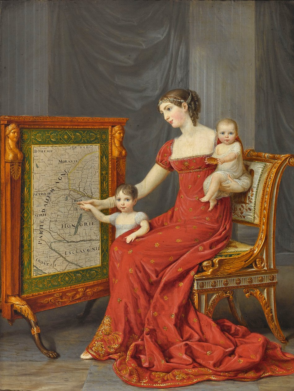Princesa Augusta de Baviera con sus hijos Josephine y Eugenie de Andrea Appiani