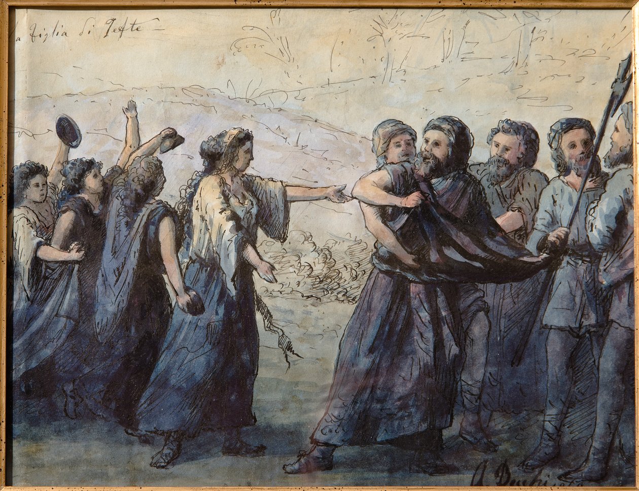 La hija de Jefté (acuarela)ed dibujo de tinta china, cm. 31 x 23,5. de Andrea Becchi