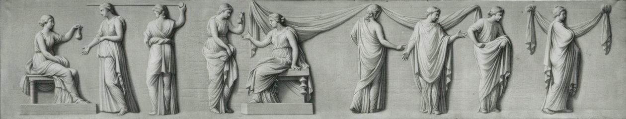 Un panel grisalla que representa una procesión femenina con lacrimatorios de Andrea Casali