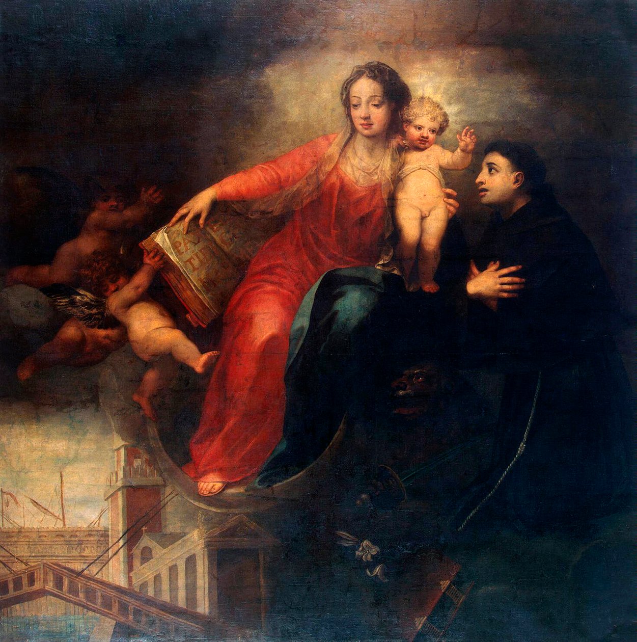 Madonna y el Niño con San Antonio de Padua, 1660s de Andrea Celesti