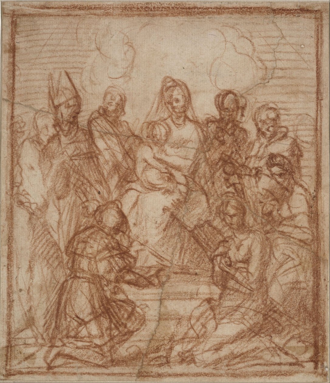 Madonna entronizada con el Niño y ocho santos (estudio de composición para la pintura del altar en Sarzana) de Andrea del Sarto
