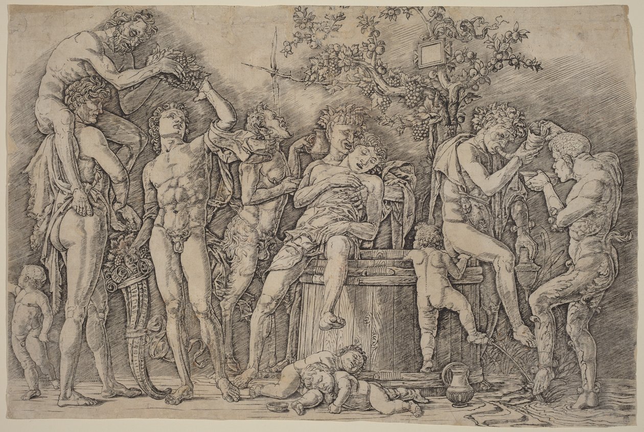 Bacanal con una tina de vino de Andrea Mantegna