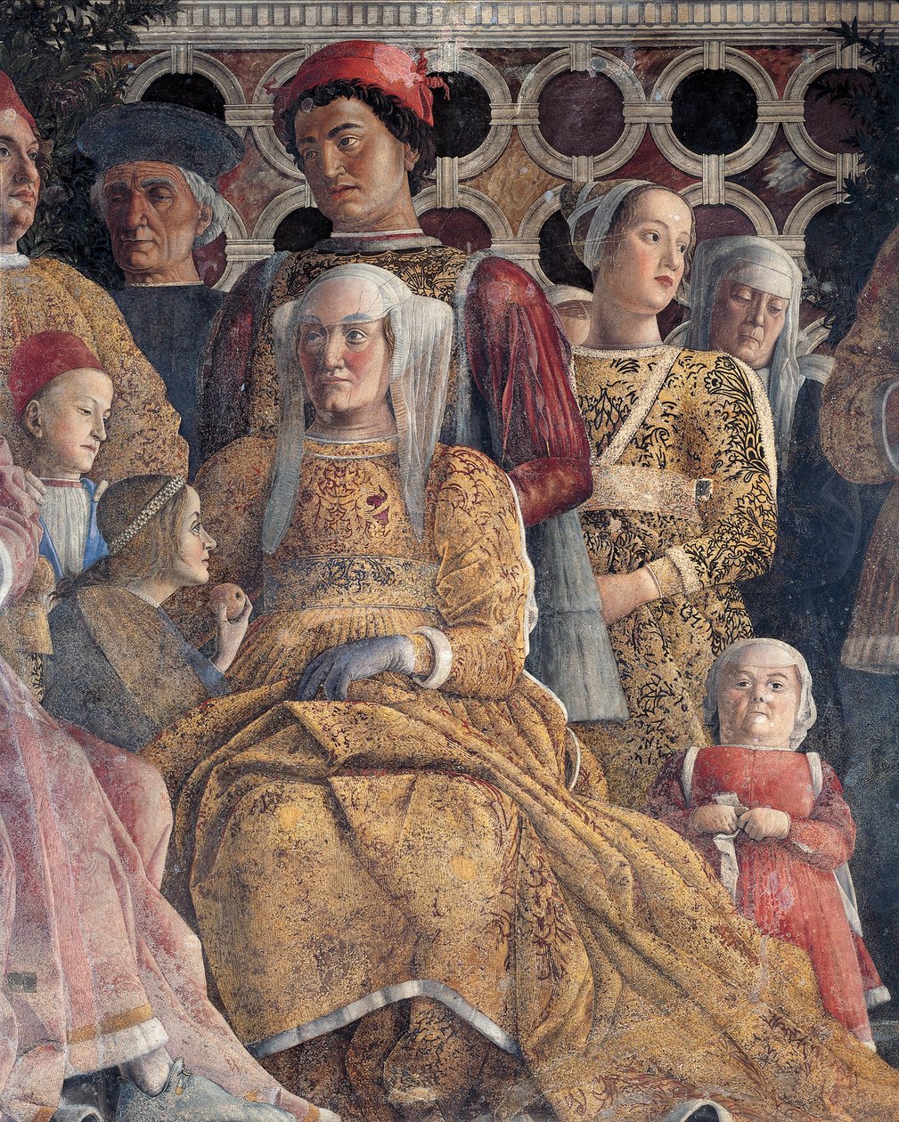 Bárbara de Brandeburgo con su hija Paula y Rodolfo Gonzaga (detalle) de Andrea Mantegna