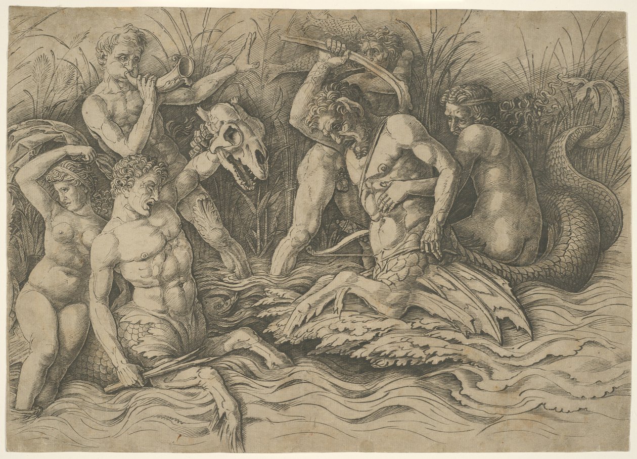 Batalla de los dioses del mar: Mitad derecha de un friso de Andrea Mantegna