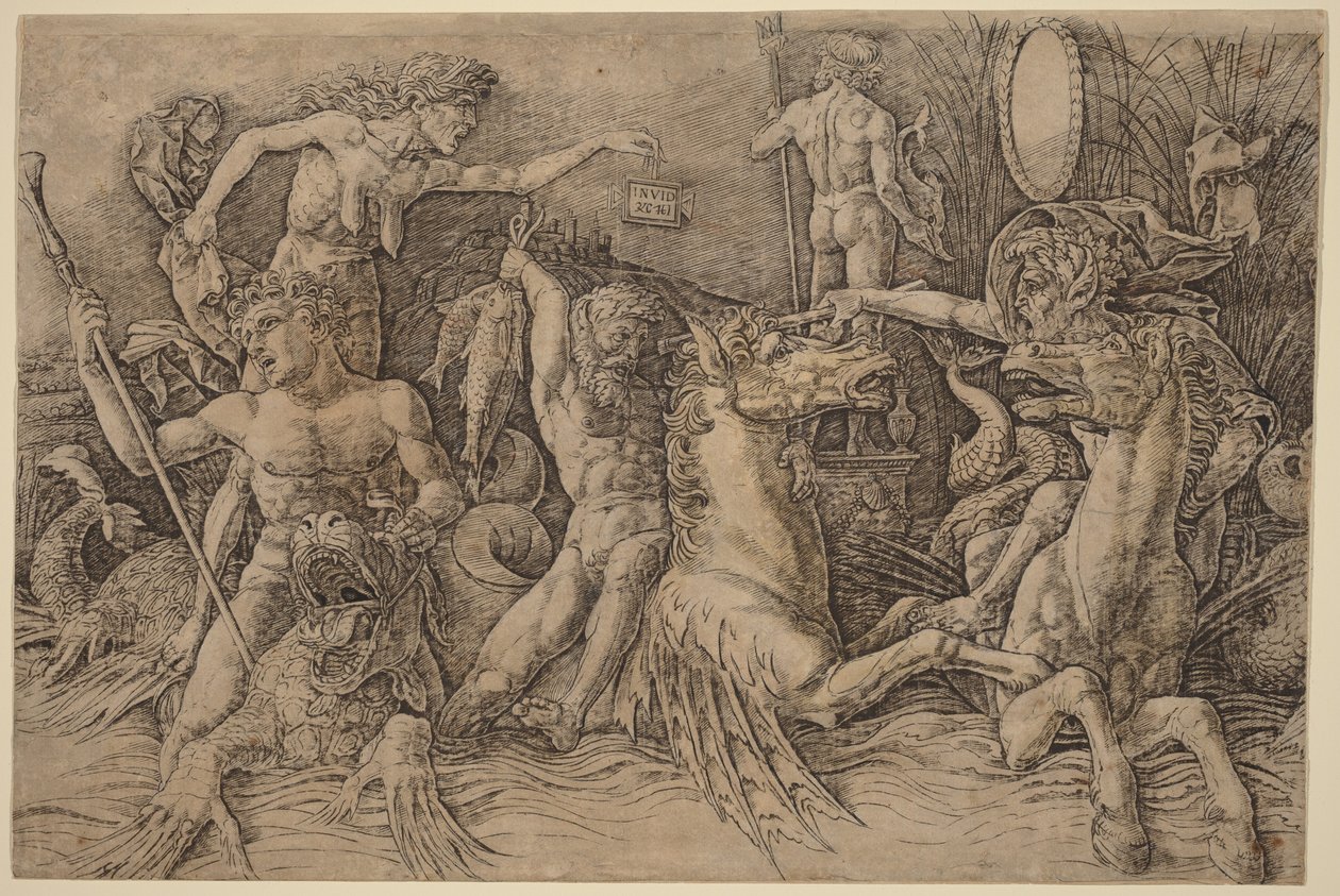 La batalla de los dioses del mar [mitad izquierda] de Andrea Mantegna
