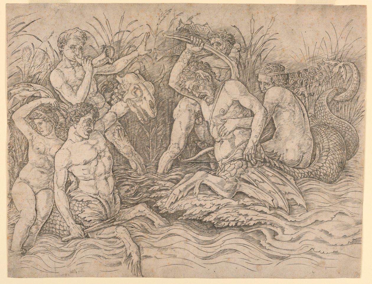 Batalla de los dioses del mar, mitad derecha de Andrea Mantegna