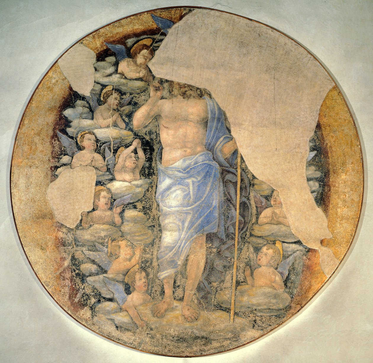 Cristo ascendiendo al cielo en gloria rodeado de ángeles, circa 1488, atribuido a Andrea Mantegna de Andrea Mantegna
