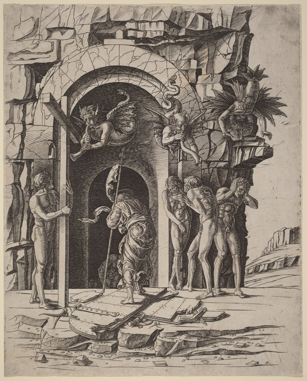 Descenso al limbo de Andrea Mantegna