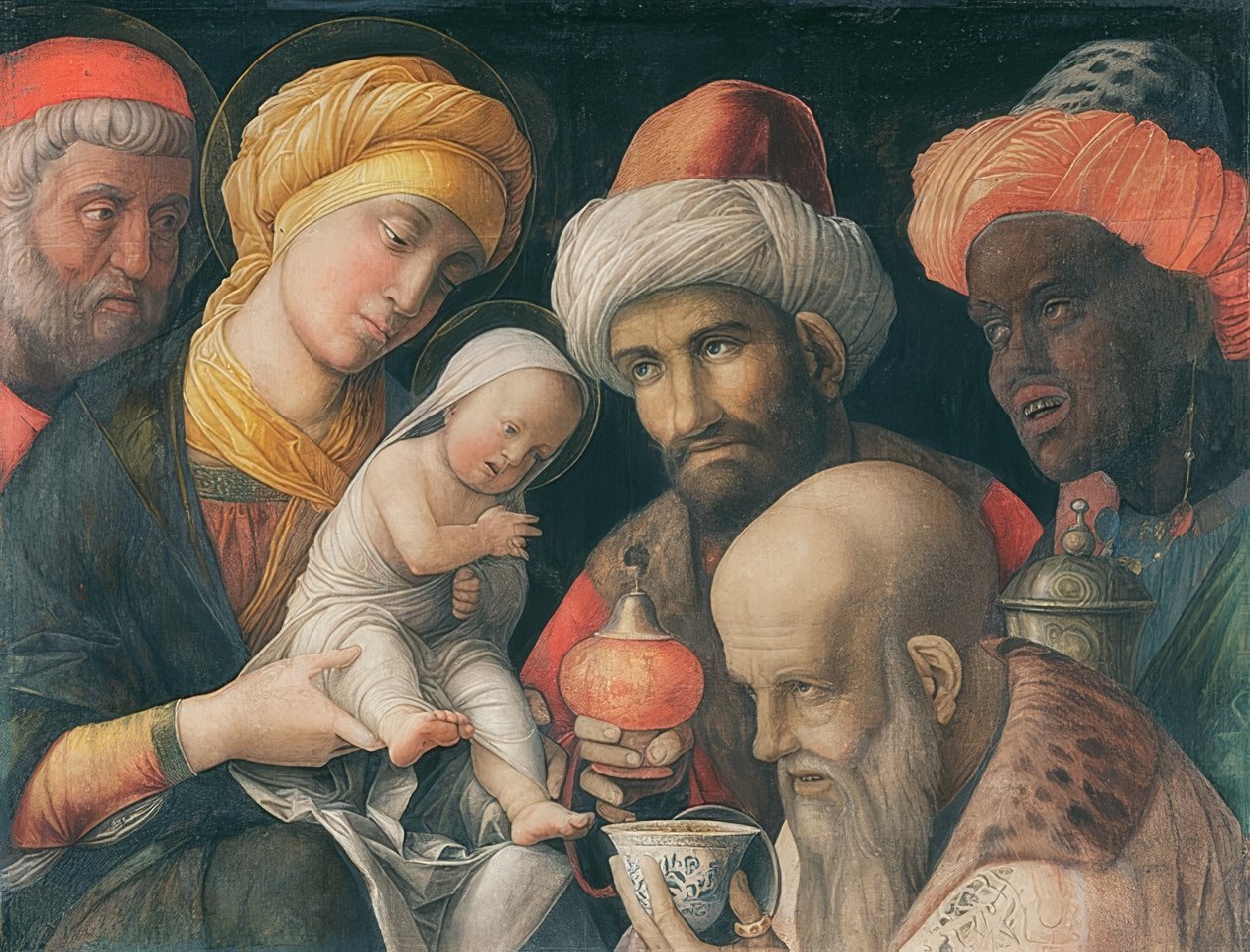 La adoración de los Reyes. Alrededor de 1495-1505 de Andrea Mantegna