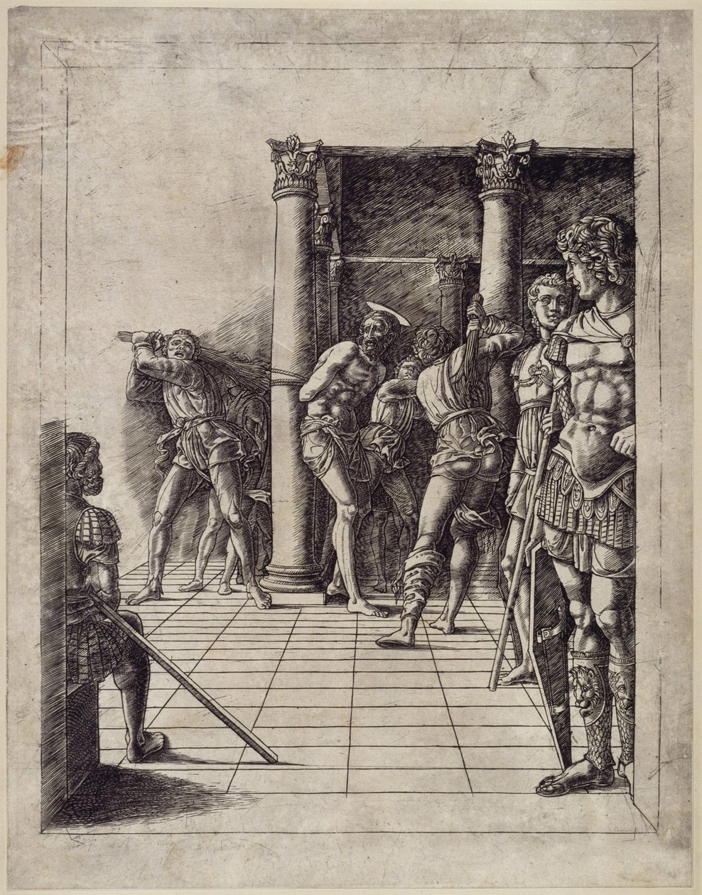 La flagelación de Cristo (con el suelo de baldosas) de Andrea Mantegna