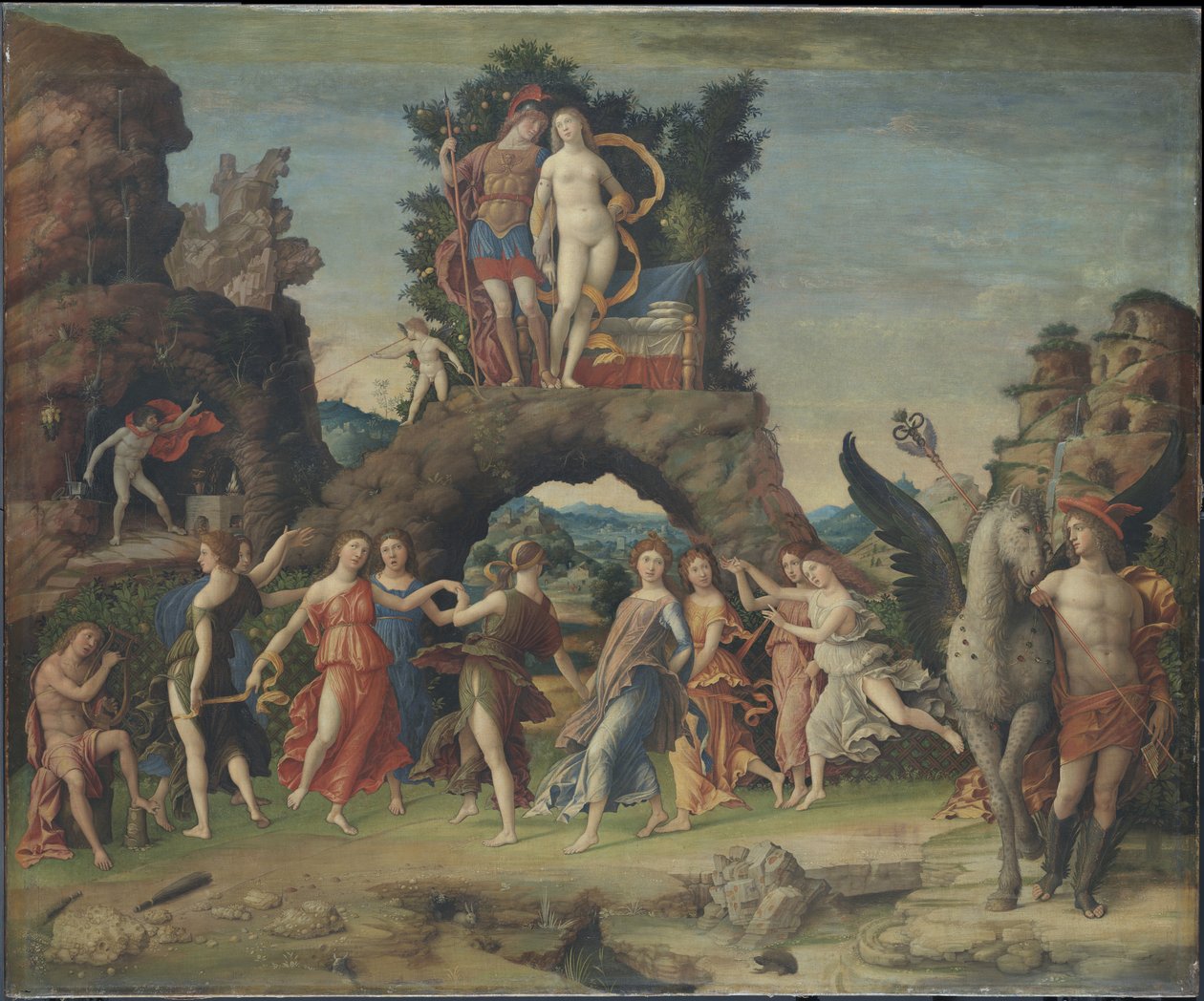 Alemán: Der Parnaß, Detail Parnassus de Andrea Mantegna