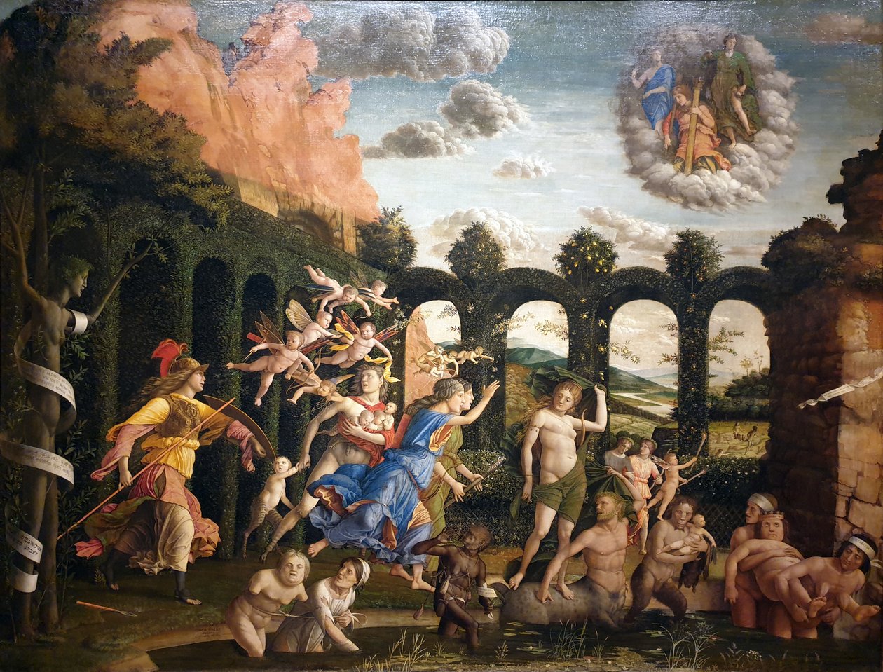 Alemán: Der Sieg der Tugend Minerva expulsa los Vicios del Jardín de la Virtud de Andrea Mantegna
