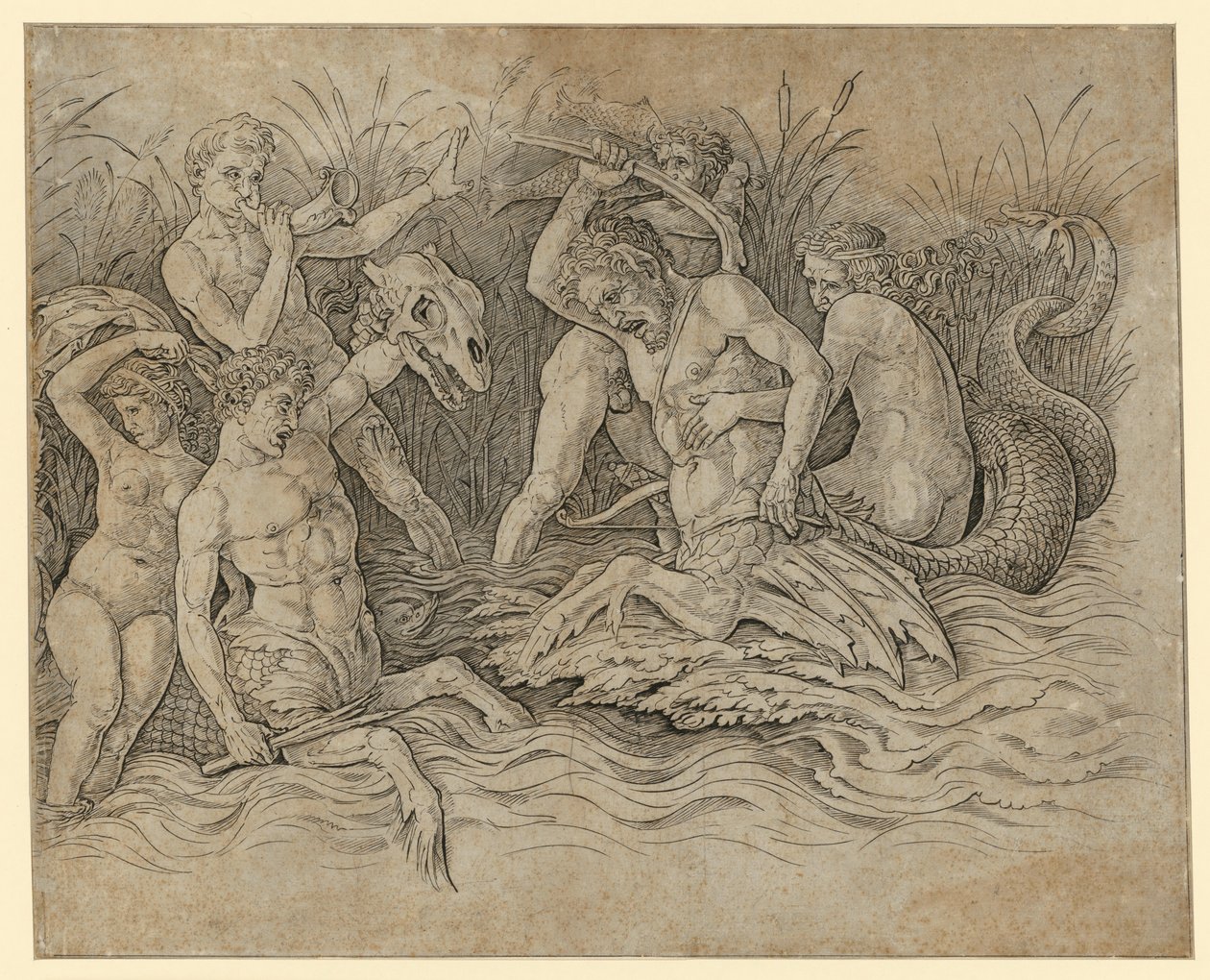 Combate de los dioses del mar de Andrea Mantegna