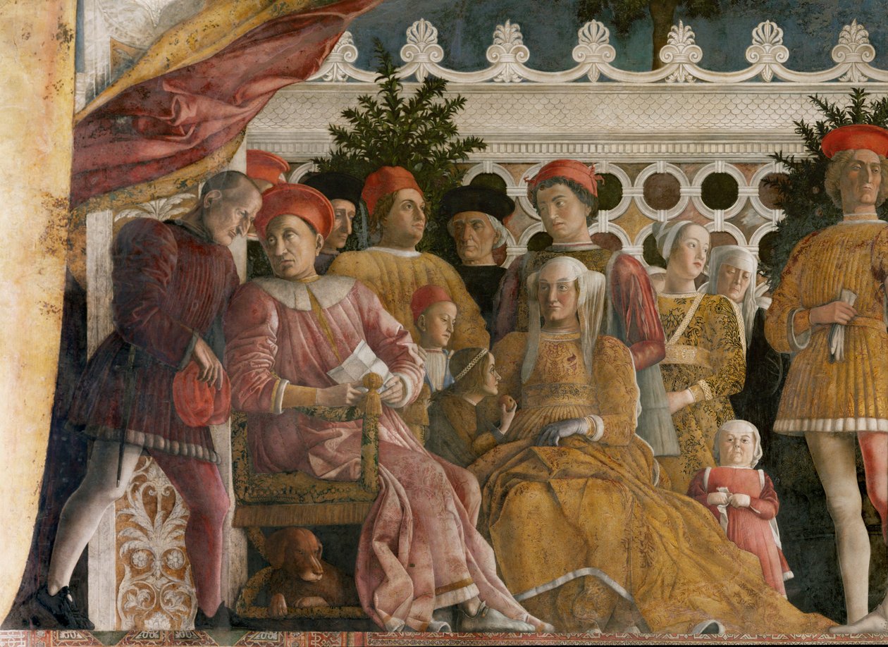 Lodovico Gonzaga y familia con cortesanos (fresco) de Andrea Mantegna