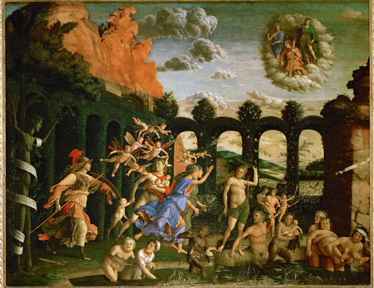 Minerva, la Sabiduría, persiguiendo los Vicios desde el Jardín de la Virtud ... de Andrea Mantegna