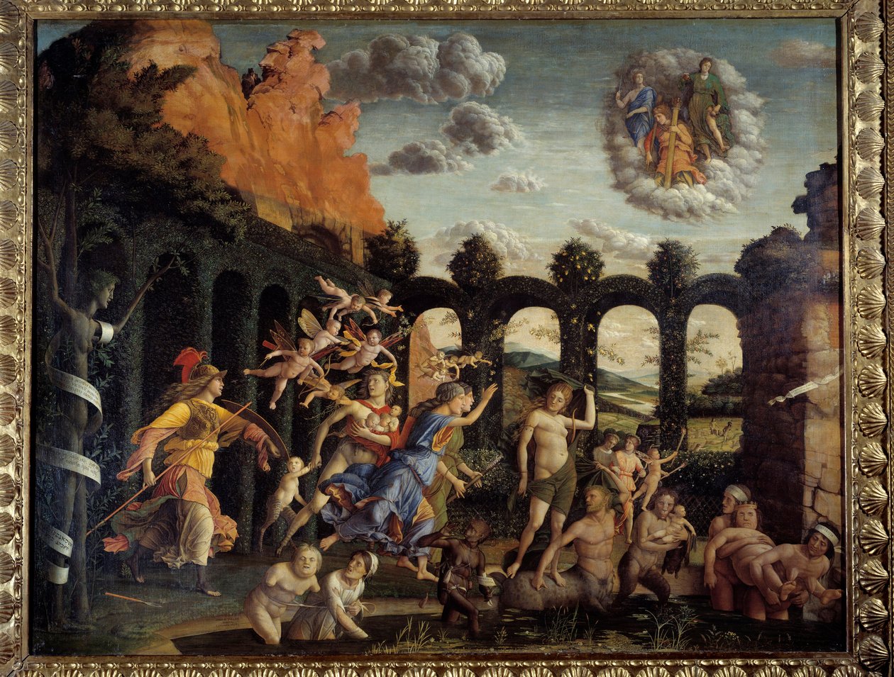 Minerva expulsando a los vicios del Jardín de la Virtud de Andrea Mantegna
