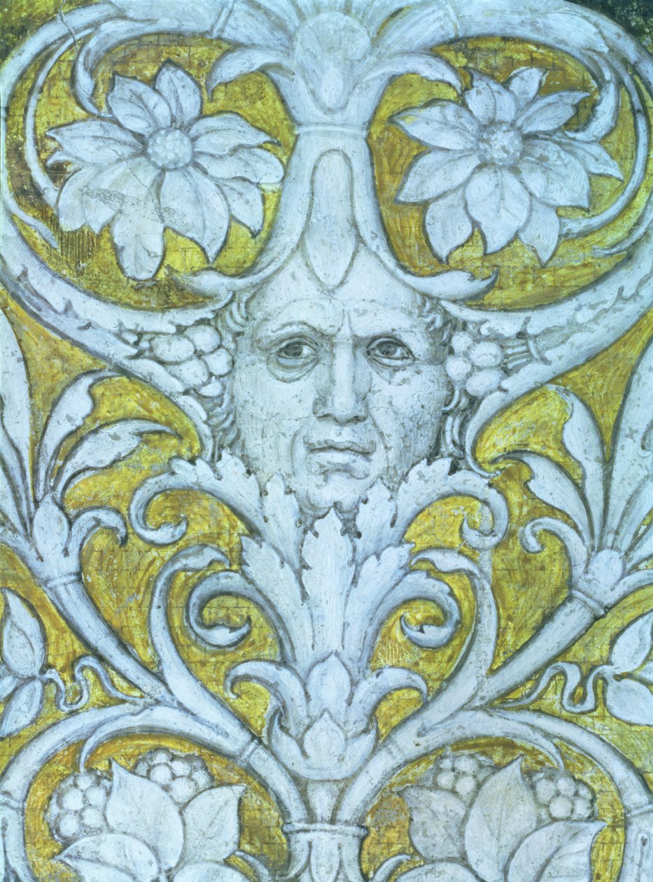 Autorretrato incorporado en el friso decorativo de la Camera degli Sposi (detalle) de Andrea Mantegna