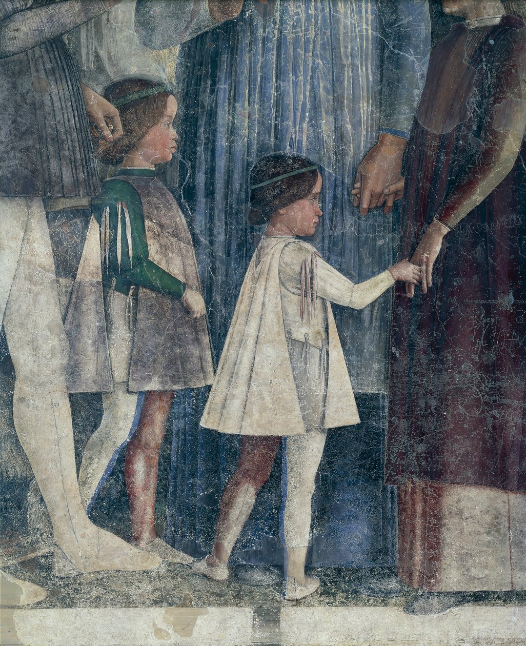 Segismundo y Francisco II Gonzaga, detalle del Muro de la Reunión por Andrea Mantegna, Castillo de San Giorgio, Cámara de los Esposos o Camera Picta, Mantua de Andrea Mantegna