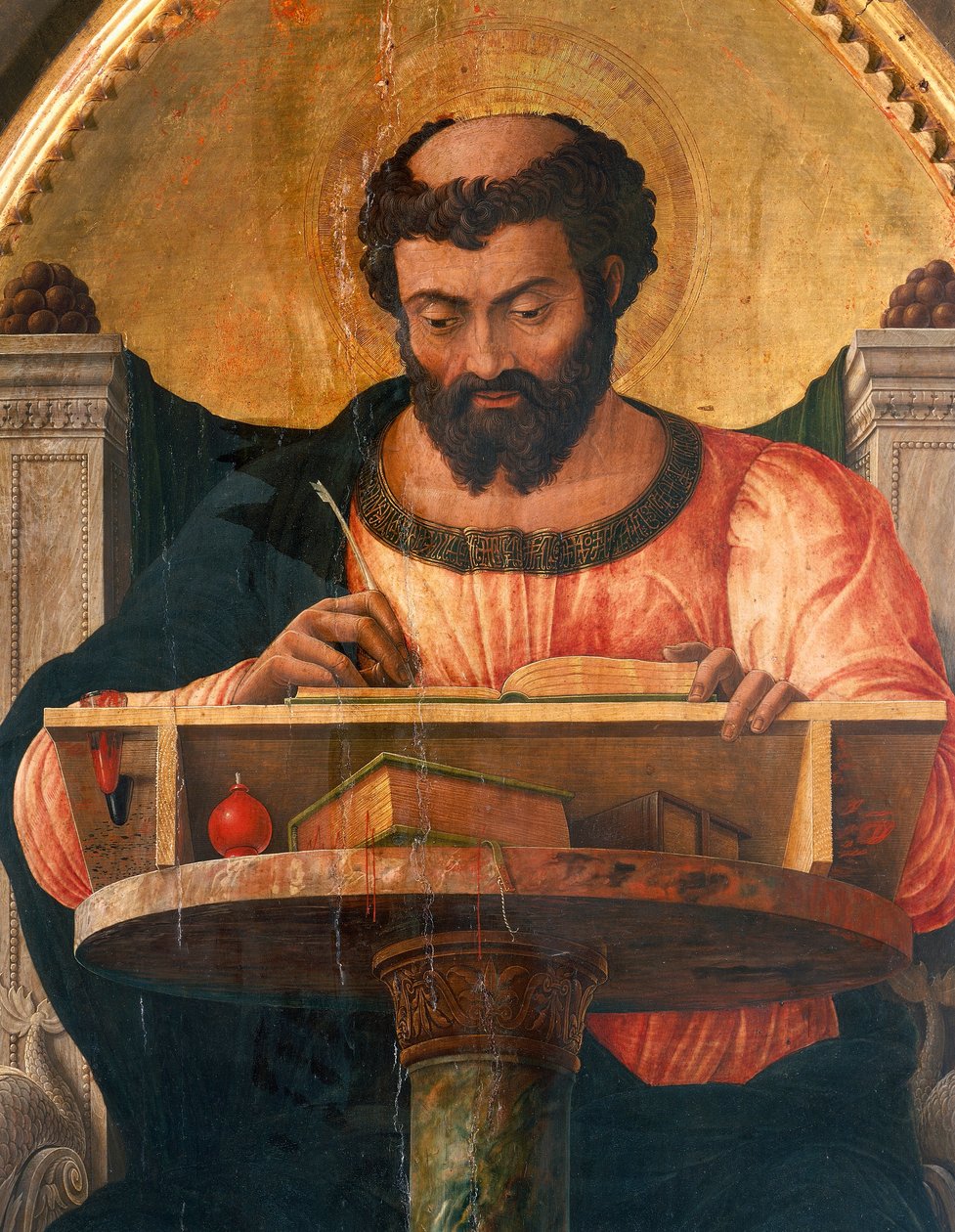 San Lucas en su escritorio (detalle) de Andrea Mantegna