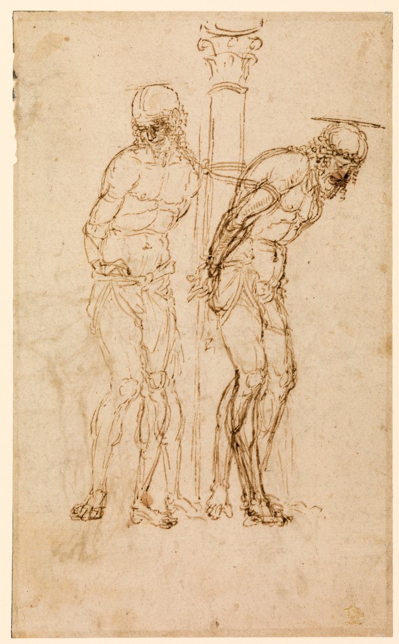 Estudios para Cristo en la Columna (recto), c.1460-65 de Andrea Mantegna
