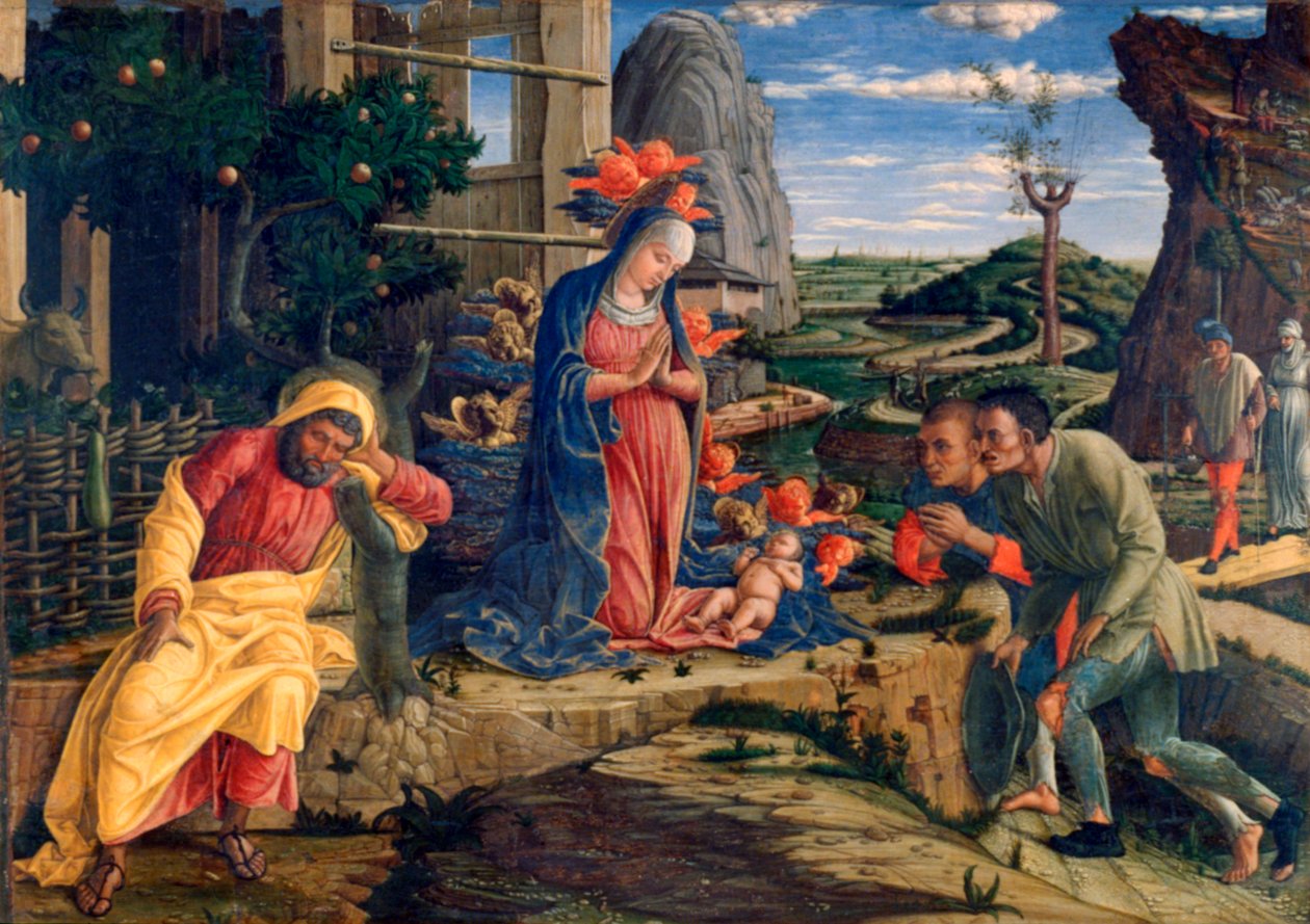 La adoración de los pastores, c. 1450 de Andrea Mantegna