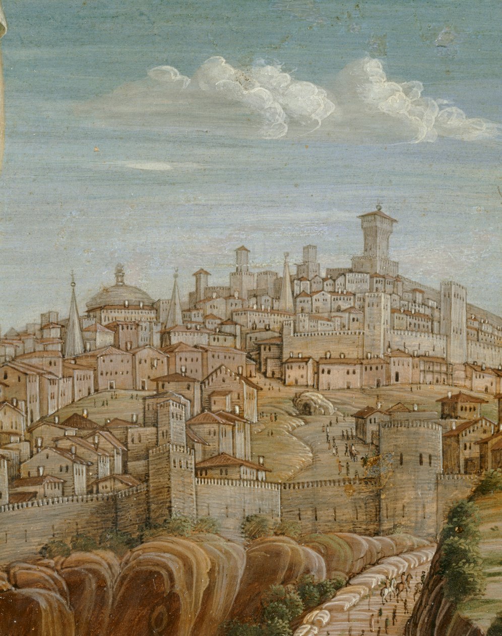 La Crucifixión. Panel central de la predela para el ... de Andrea Mantegna