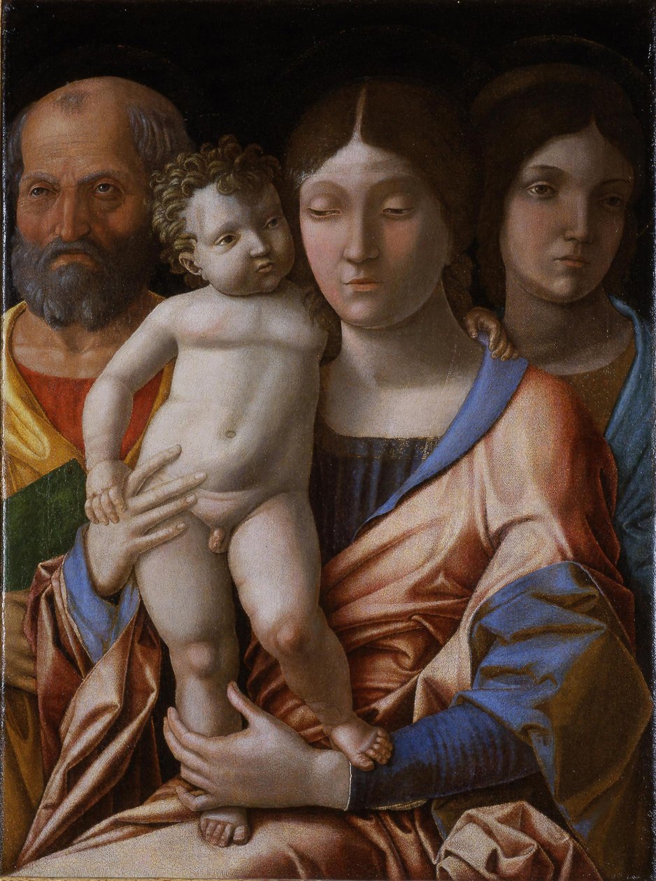 La Sagrada Familia con un santo, 1495 de Andrea Mantegna