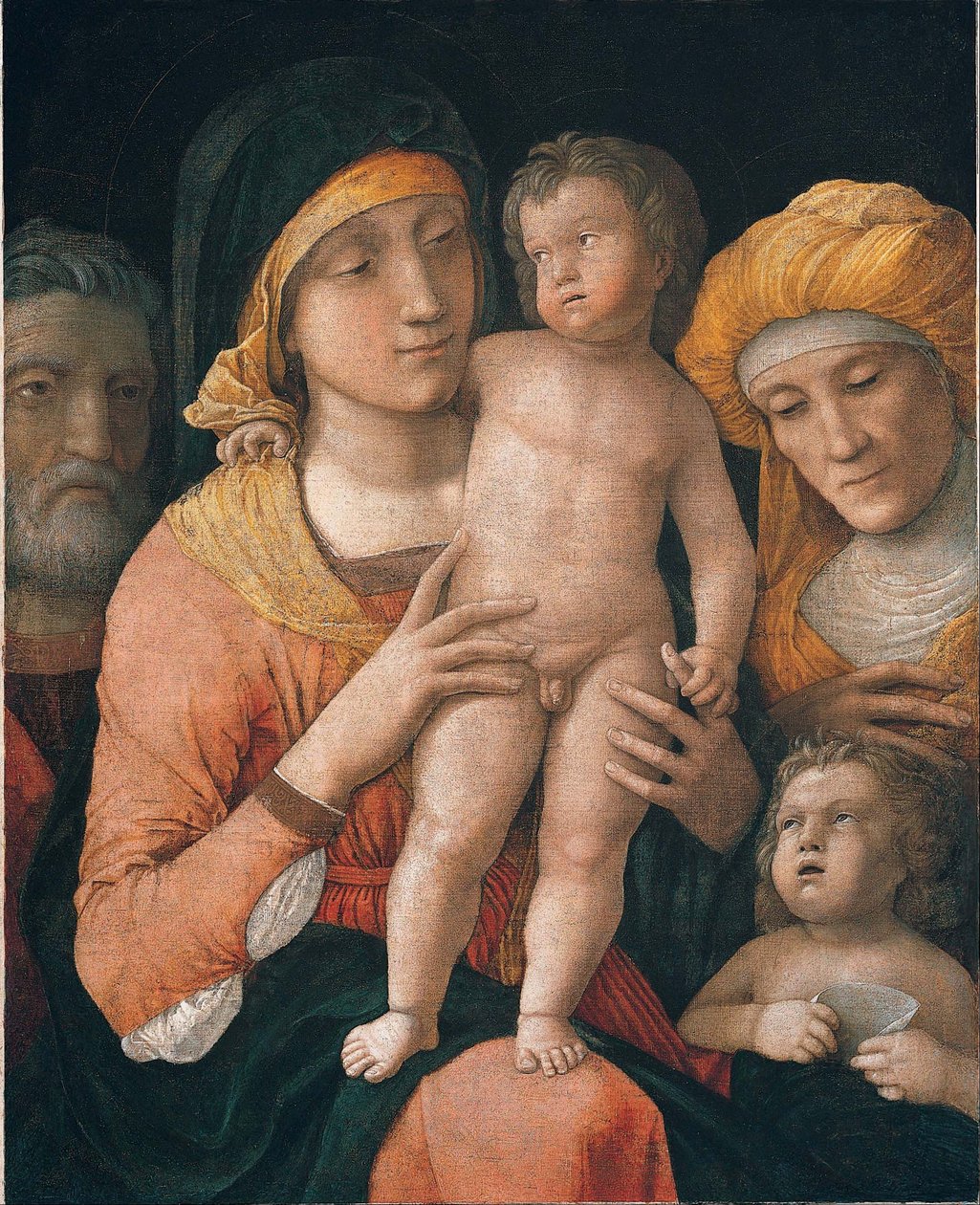 La Virgen y el Niño con los santos José, Isabel y Juan Bautista de Andrea Mantegna