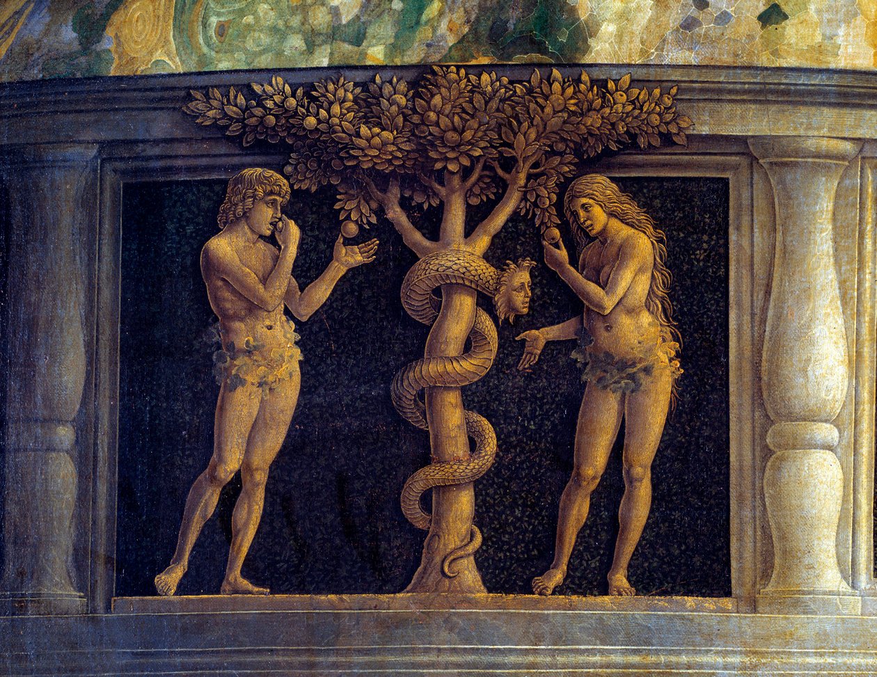 La Virgen y el Niño rodeados por seis santos y adorados por el Marqués de Mantua, Francisco II de Gonzaga (Francesco II Gonzaga) (1466-1519) conocido como La Virgen de la Victoria (Pala della Vittoria) (Madonna della Vittoria). Detalle representando la ten de Andrea Mantegna