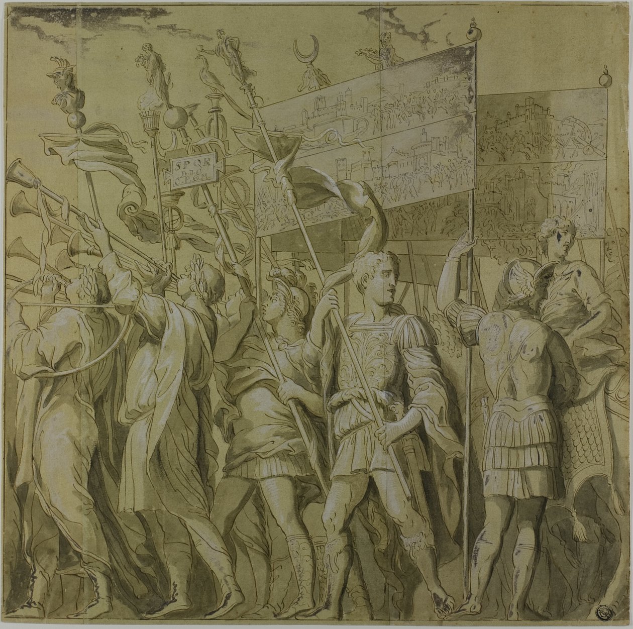 Triunfos de Julio César: Lienzo No. I de Andrea Mantegna