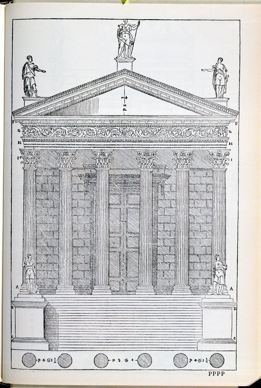 Elevación del Templo de Nimes, ilustración de una copia facsímil de 