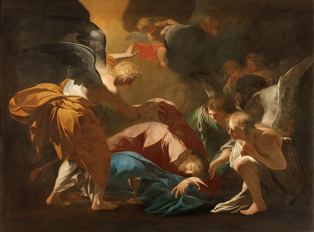 Milán, Iglesia de San Francisco de Paula, Andrea Pozzo, Los ángeles apoyan a Jesús en el Huerto de Getsemaní de Andrea Pozzo